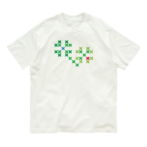 クローバー-大 Cross-stitch Organic Cotton T-Shirt