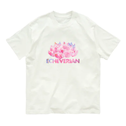 エケベリアンロゴ（ピンクアイス柄 Organic Cotton T-Shirt