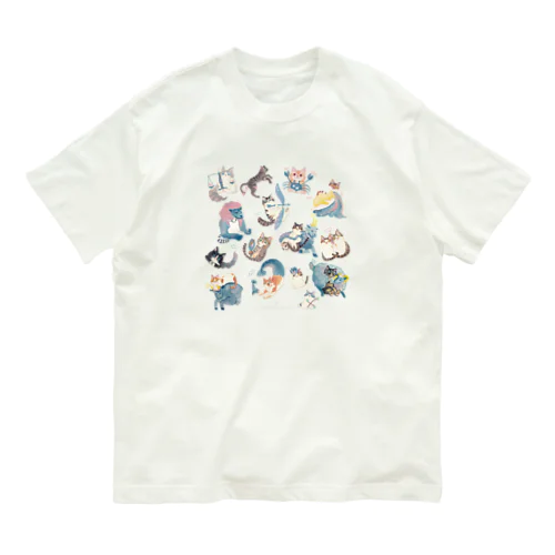 猫と星座（全員集合）背景透過ver. オーガニックコットンTシャツ