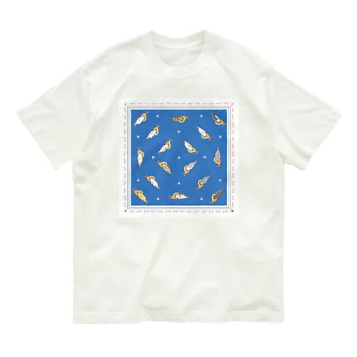 ピスピスゆーて寝るネコたち【青】 オーガニックコットンTシャツ