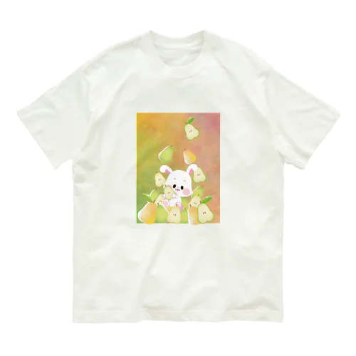 洋ナシ×白うさぎ オーガニックコットンTシャツ