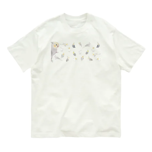 あつまれオカメインコちゃん【まめるりはことり】 オーガニックコットンTシャツ