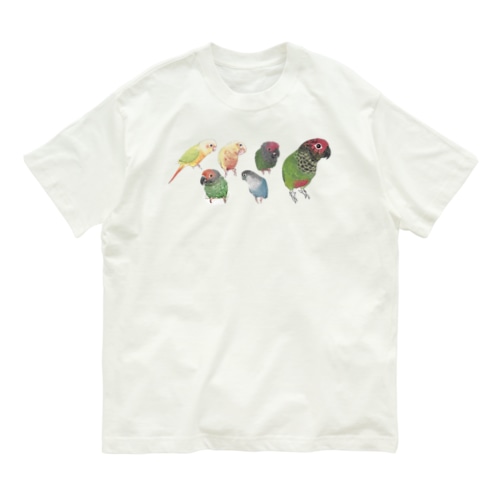 あつまれウロコインコちゃん【まめるりはことり】 Organic Cotton T-Shirt