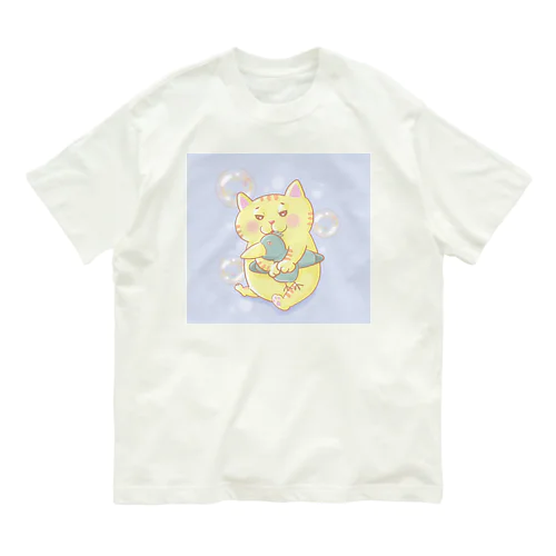 ぬいぐるみとトラ オーガニックコットンTシャツ