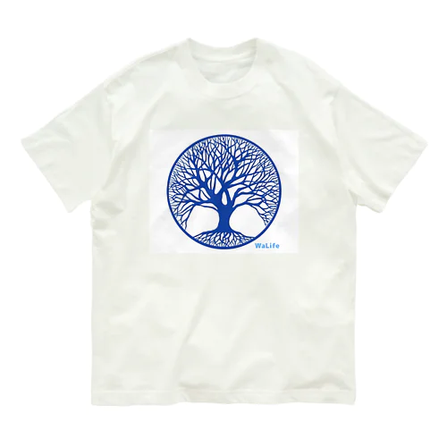 生命の樹ブルー Organic Cotton T-Shirt