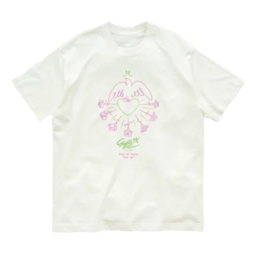 Luv momsピンク黄緑 オーガニックコットンTシャツ