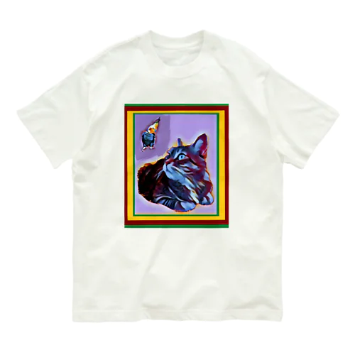 想いにふける猫 Organic Cotton T-Shirt