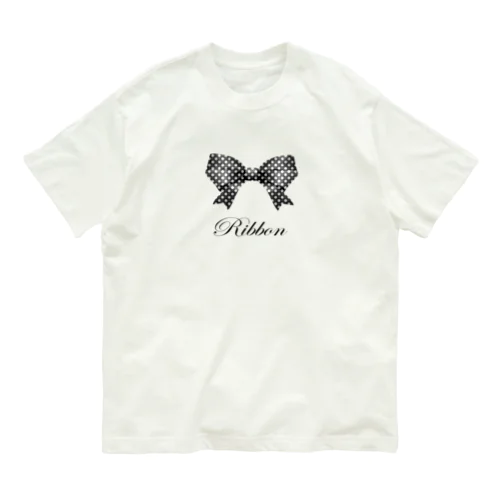 Ribbon-Black オーガニックコットンTシャツ