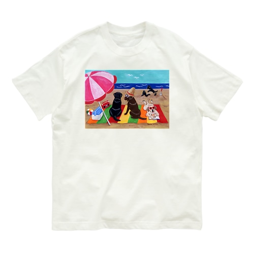 浜辺のラブラドール Organic Cotton T-Shirt