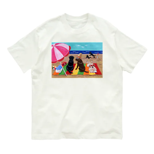 浜辺のラブラドール オーガニックコットンTシャツ