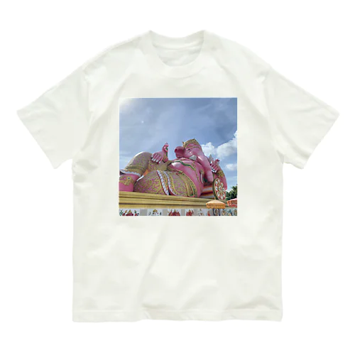 Pink ガネーシャ オーガニックコットンTシャツ