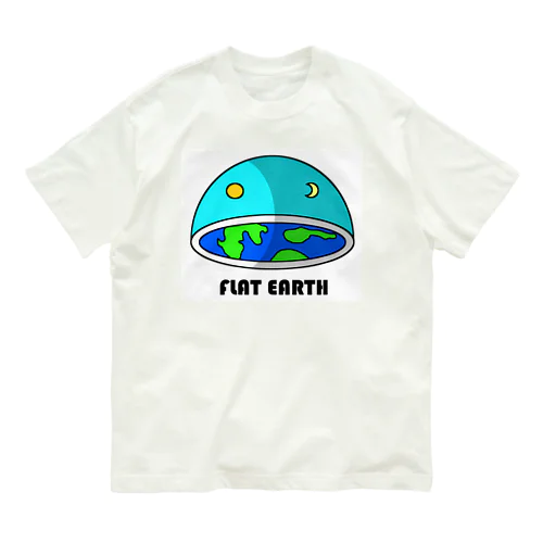 フラットアース　（FLAT　EARTH）白色背景 Organic Cotton T-Shirt