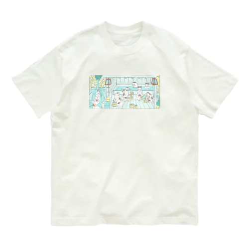 猫の温泉（カラー） Organic Cotton T-Shirt