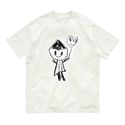 こまじょの「はるかぜ」ちゃん（ラブ風船） オーガニックコットンTシャツ