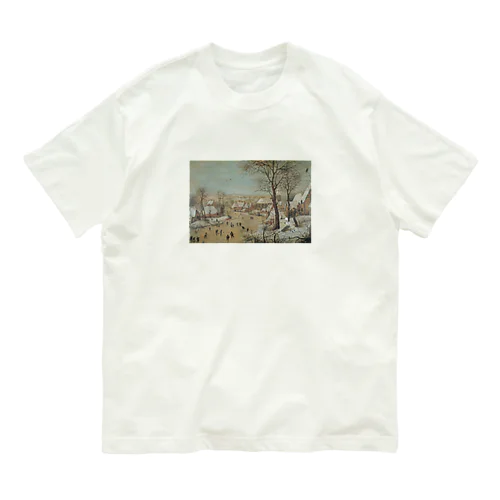 鳥罠のある冬景色とパオーン Organic Cotton T-Shirt