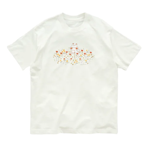 お花畑とうさぎ オーガニックコットンTシャツ