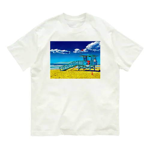 アメリカ ベニスビーチのライフガードステーション Organic Cotton T-Shirt