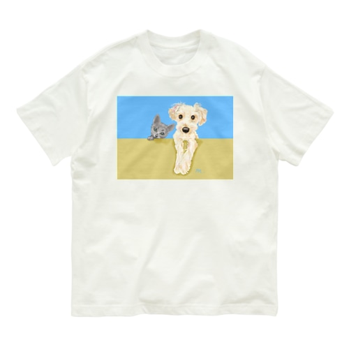わんことにゃんこ☆ラフカラー Organic Cotton T-Shirt