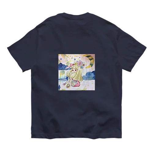 🌙と女の子 オーガニックコットンTシャツ