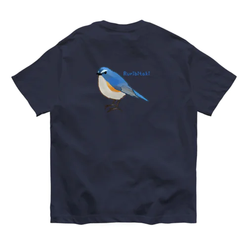 幸せの青い鳥ルリビタキ オーガニックコットンTシャツ