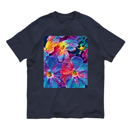 Red & Blue flowers オーガニックコットンTシャツ