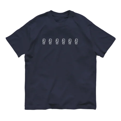 イースター島のモアイ(白ヌキ) オーガニックコットンTシャツ