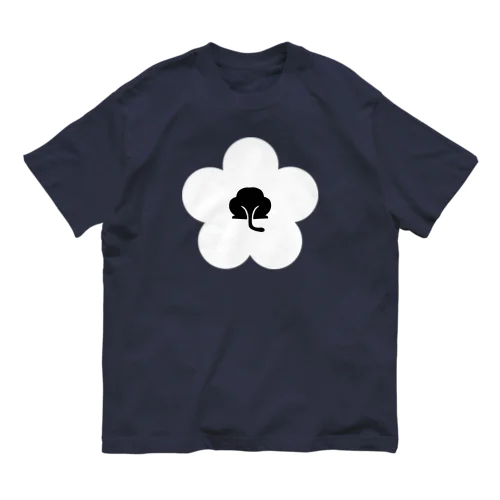 動物家紋h.t.（裏梅ネコ尻）白 Organic Cotton T-Shirt