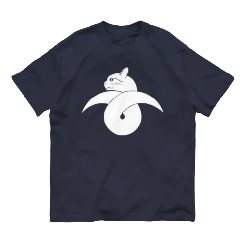 動物家紋。h.t.結び雁がネコ。ホワイト Organic Cotton T-Shirt
