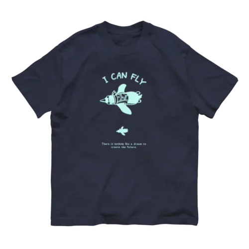 ペンギンの夢(薄水色線) オーガニックコットンTシャツ