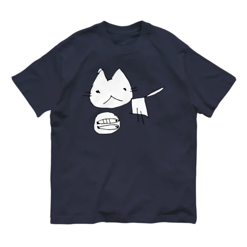 さんまを食べるねこです。 オーガニックコットンTシャツ