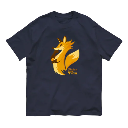 計画を練るキツネ Organic Cotton T-Shirt