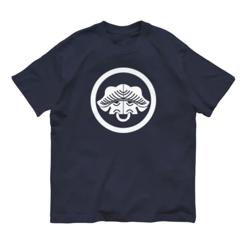 動物家紋。丸に一つ松スイギュウh.t.白 Organic Cotton T-Shirt