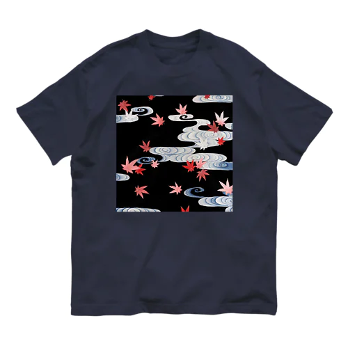 和風　着物柄　「水面のもみじ」□■ Organic Cotton T-Shirt