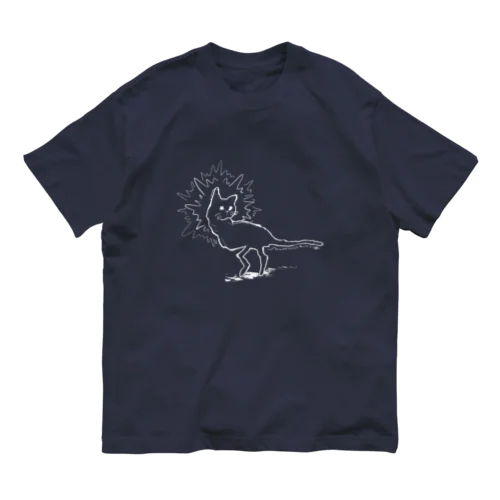 ねこかな(白線) オーガニックコットンTシャツ