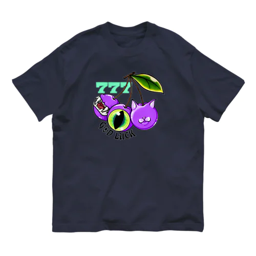 化け猫チェリー🍒🟣 オーガニックコットンTシャツ