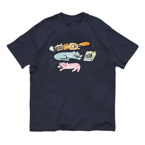 ひるねこぶたぬき オーガニックコットンTシャツ