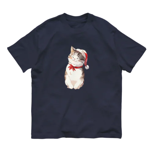 可愛い猫サンタが運ぶ幸せ Organic Cotton T-Shirt