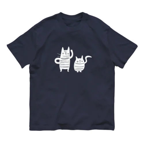 くろねこずホワイト オーガニックコットンTシャツ