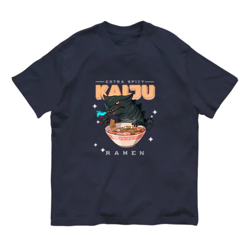 レトロアニメ怪獣ラーメン  オーガニックコットンTシャツ