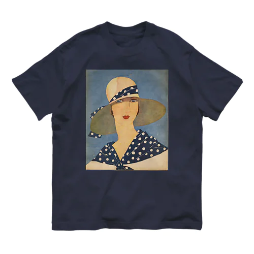 lady wearing a sun hat Organic Cotton T-Shirt