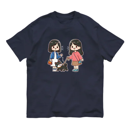 マメシバのつぶやき「ねぇ…散歩しようよ…」（濃色用） オーガニックコットンTシャツ