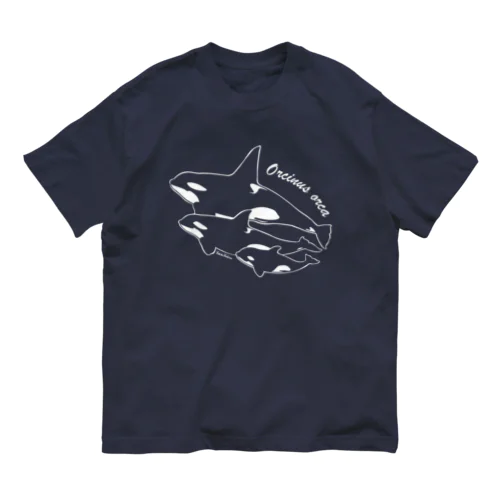 シャチOrcinus orca＊白版Tシャツ オーガニックコットンTシャツ