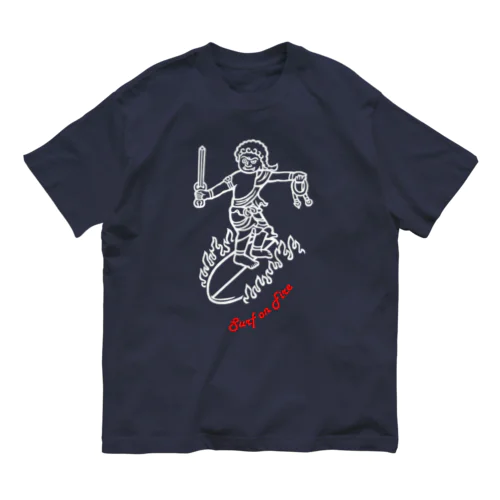 Surf(WH/RD) オーガニックコットンTシャツ