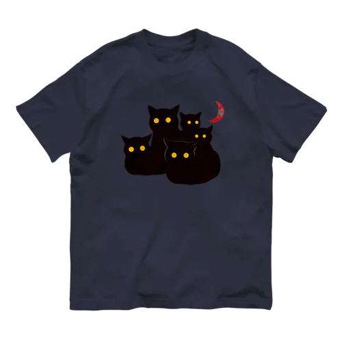 銀鉤舎　暗闇の黒猫 オーガニックコットンTシャツ