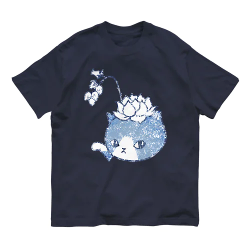 藍染風エケネコ オーガニックコットンTシャツ