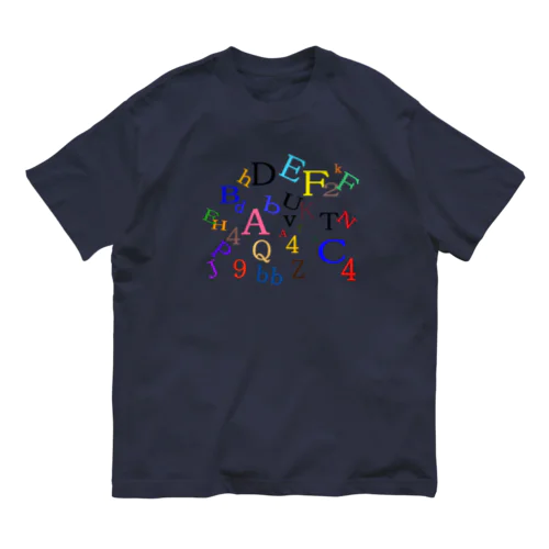 アルファベットと数字の洪水３ オーガニックコットンTシャツ