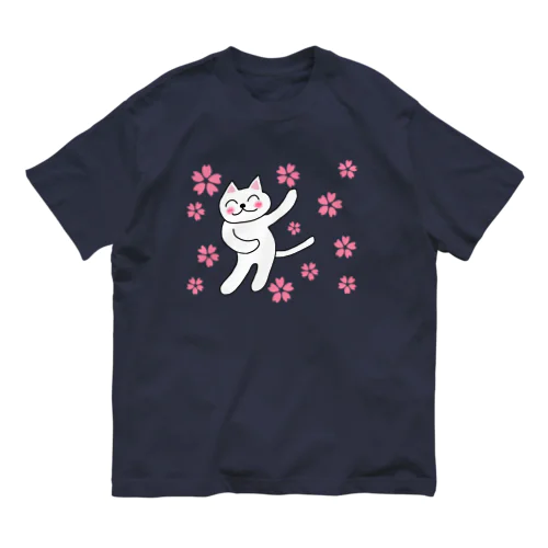 春うらら。浮かれニャンコ♫ Organic Cotton T-Shirt