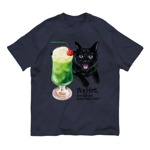 クリームソーダと黒い猫 オーガニックコットンTシャツ