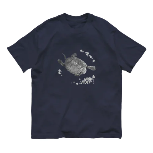 【限定50枚】泳いできたよ、ニホンイシガメ （モノクロカラー） Organic Cotton T-Shirt