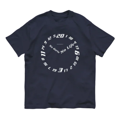 NO DARTS NO LIFE ーTIME ー【白】 オーガニックコットンTシャツ
